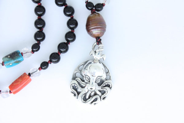 black coral mala beads necklace