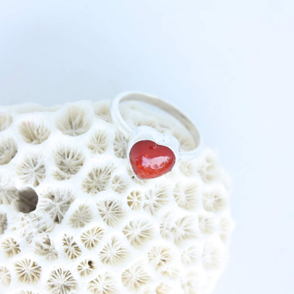 Coral Heart Ring