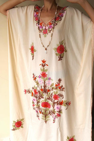 Hand-embroidered ethnic tunic - tan