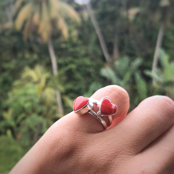 Coral Heart Ring